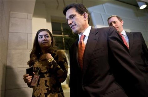 House Majority Leader Representive Eric Cantor (R-VA) is pictured after a meeting with House Republicans about a "fiscal cliff" deal on Capi House Majority Leader Representive Eric Cantor (R-VA) is pictured after a meeting with House Republicans about a "fiscal cliff" deal on Capi
