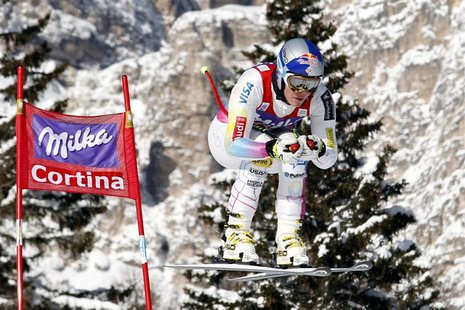 Lindsey Vonn of the U.S. goes airborne during the second training session in the women's downhill event at the Alpine Skiing World Cup in Co Lindsey Vonn of the U.S. goes airborne during the second training session in the women's downhill event at the Alpine Skiing World Cup in Co