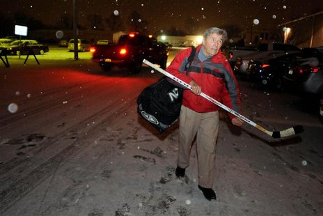 Paul Koukal, a retired dentist, arrives at the rink for a game with his Niagara Falls Senior Alumni Hockey League's Leafs, in Niagara Falls, Paul Koukal, a retired dentist, arrives at the rink for a game with his Niagara Falls Senior Alumni Hockey League's Leafs, in Niagara Falls,