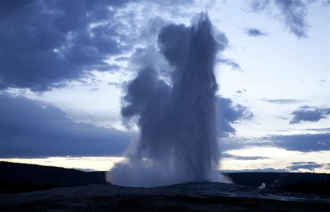 Old Faithful Geyser, the first geyser in the park to be named erupts in Yellowstone National Park, Wyoming, in this June 22, 2011, file phot Old Faithful Geyser, the first geyser in the park to be named erupts in Yellowstone National Park, Wyoming, in this June 22, 2011, file phot