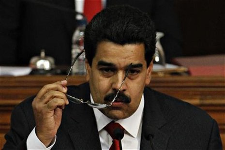 Venezuela's Vice President Nicolas Maduro delivers the state of nation address to national assembly in Caracas January 15, 2013. REUTERS/Car Venezuela's Vice President Nicolas Maduro delivers the state of nation address to national assembly in Caracas January 15, 2013. REUTERS/Car