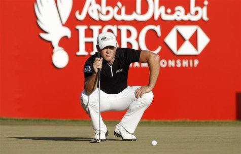 Jamie Donaldson of Wales lines up on the 18th green during the final round of the Abu Dhabi Golf Championship at the Abu Dhabi Golf Club Jan Jamie Donaldson of Wales lines up on the 18th green during the final round of the Abu Dhabi Golf Championship at the Abu Dhabi Golf Club Jan