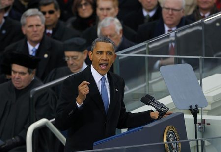 U.S. President Barack Obama delivers his inaugural address during inauguration ceremonies in Washington, January 21, 2013. REUTERS/Brian Sny U.S. President Barack Obama delivers his inaugural address during inauguration ceremonies in Washington, January 21, 2013. REUTERS/Brian Sny