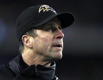 Baltimore Ravens head coach John Harbaugh directs his team against the New England Patriots in the NFL AFC Championship football game in Fox Baltimore Ravens head coach John Harbaugh directs his team against the New England Patriots in the NFL AFC Championship football game in Fox