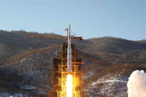 The Unha-3 (Milky Way 3) rocket carrying the second version of Kwangmyongsong-3 satellite, is launched at West Sea Satellite Launch Site in The Unha-3 (Milky Way 3) rocket carrying the second version of Kwangmyongsong-3 satellite, is launched at West Sea Satellite Launch Site in