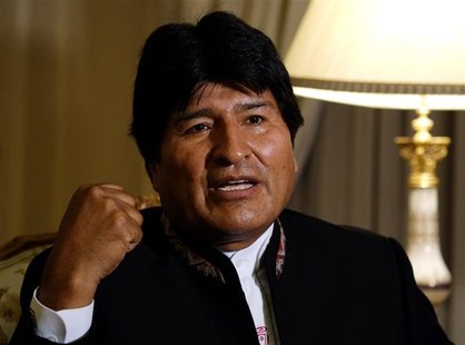 Bolivia's President Evo Morales speaks during an interview with journalists at the presidential residence in La Paz January 13, 2013. Pictur Bolivia's President Evo Morales speaks during an interview with journalists at the presidential residence in La Paz January 13, 2013. Pictur