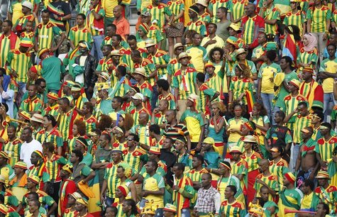 Ethiopian fans look on following the red carding of Ethiopia's goalkeeper Jemal Tassew during their African Nations Cup (AFCON 2013) Group C Ethiopian fans look on following the red carding of Ethiopia's goalkeeper Jemal Tassew during their African Nations Cup (AFCON 2013) Group C