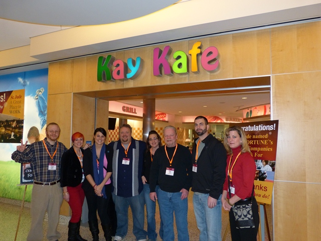 The Midwest Communications crew in front of the Kay Kafe. This is a cafe that was donated by Kay Jewelry. The special thing about this cafe is that all the food is free for families and patients. They also will make ANYTHING you want. Even if they don't offer it, they will make it happen.