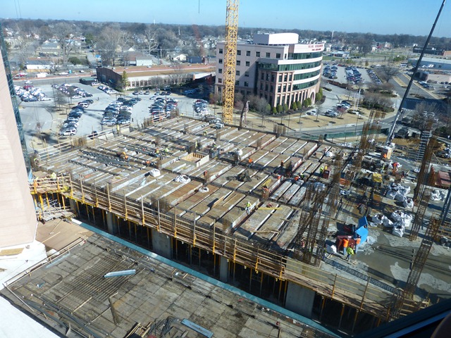 This is the new Proton Radiation building. The largest concrete build in Memphis and only the second facility of this kind in the entire United States. This allows physicians to deliver targeted radiation therapy ONLY to the area with Cancer - sparing the "good cells" .