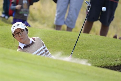 Lydia Ko of New Zealand plays her third shot from the bunker on the first hole during the second round of the British Women's Open Golf tour Lydia Ko of New Zealand plays her third shot from the bunker on the first hole during the second round of the British Women's Open Golf tour