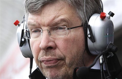Mercedes Formula One team principal Ross Brawn follows the first practice for the German F1 Grand Prix at the Hockenheimring in Hockenheim J Mercedes Formula One team principal Ross Brawn follows the first practice for the German F1 Grand Prix at the Hockenheimring in Hockenheim J
