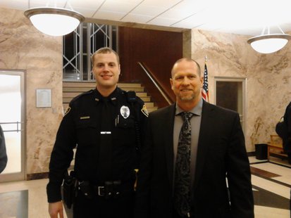 Wausau police officer Anthony Reince and Chief Jeff Hardel at Wausau City Hall after the presentation of the Life Saving Award, January 22 2013 Wausau police officer Anthony Reince and Chief Jeff Hardel at Wausau City Hall after the presentation of the Life Saving Award, January 22 2013