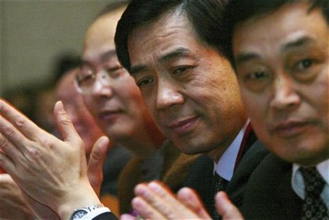 Bo Xilai (2nd R), then Governor of Liaoning Province, pauses at the China Entrepreneur Annual Meeting 2003 in Beijing in this December 7, 20 Bo Xilai (2nd R), then Governor of Liaoning Province, pauses at the China Entrepreneur Annual Meeting 2003 in Beijing in this December 7, 20