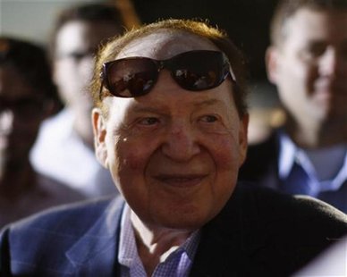 Sheldon Adelson, Chairman of Las Vegas Sands Corp, is pictured after attending U.S. Republican Presidential candidate Mitt Romney's foreign Sheldon Adelson, Chairman of Las Vegas Sands Corp, is pictured after attending U.S. Republican Presidential candidate Mitt Romney's foreign