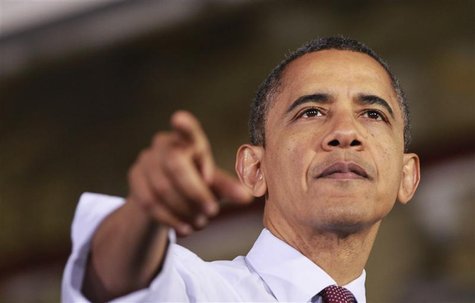 U.S. President Barack Obama gestures as he delivers remarks on the economy to employees at the Daimler Detroit Diesel plant in Redford, Mich U.S. President Barack Obama gestures as he delivers remarks on the economy to employees at the Daimler Detroit Diesel plant in Redford, Mich