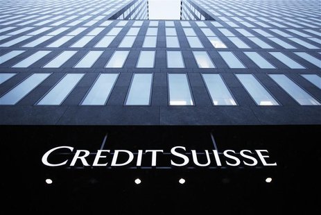 A logo of Swiss bank Credit Suisse is seen on a building in Zurich, January 15, 2013. REUTERS/Michael Buholzer A logo of Swiss bank Credit Suisse is seen on a building in Zurich, January 15, 2013. REUTERS/Michael Buholzer
