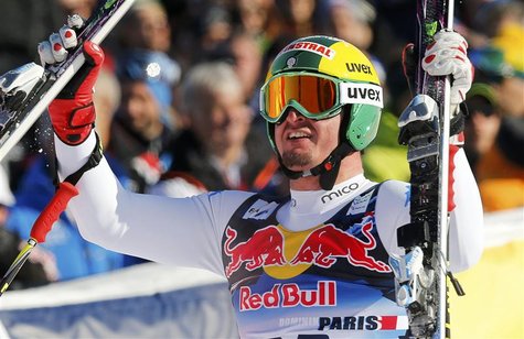 Dominik Paris of Italy reacts after competing in the men's Downhill event of the Alpine Skiing World Cup downhill ski race in Kitzbuehel Jan Dominik Paris of Italy reacts after competing in the men's Downhill event of the Alpine Skiing World Cup downhill ski race in Kitzbuehel Jan