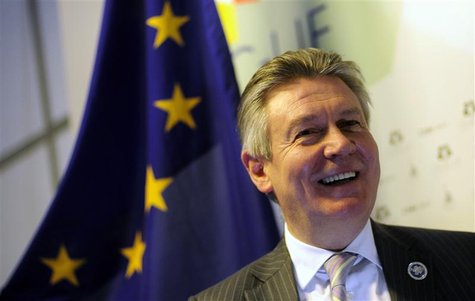 European Trade Commissioner Karel De Gucht answers a question during an interview with Reuters at the summit of the Community of Latin Ameri European Trade Commissioner Karel De Gucht answers a question during an interview with Reuters at the summit of the Community of Latin Ameri