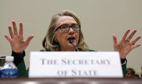 U.S. Secretary of State Hillary Clinton testifies on the September attack on U.S. diplomatic sites in Benghazi, Libya during a hearing held U.S. Secretary of State Hillary Clinton testifies on the September attack on U.S. diplomatic sites in Benghazi, Libya during a hearing held