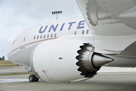 An undated handout photo of a United Airlines 787 Dreamliner supplied by United Airlines December 5, 2012. REUTERS/Gail Hanus/United Airline An undated handout photo of a United Airlines 787 Dreamliner supplied by United Airlines December 5, 2012. REUTERS/Gail Hanus/United Airline