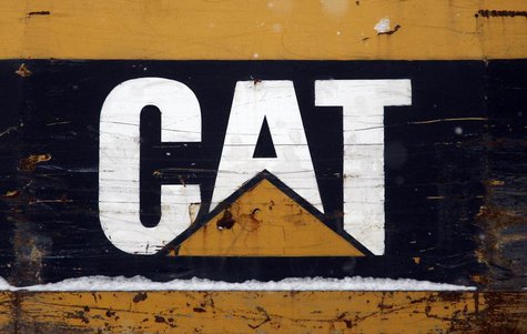 The CAT logo is seen on back of a Caterpillar excavator machine at a work site in Detroit, Michigan January 25, 2013. REUTERS/ Rebecca Cook The CAT logo is seen on back of a Caterpillar excavator machine at a work site in Detroit, Michigan January 25, 2013. REUTERS/ Rebecca Cook