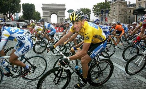 Discovery Channel team rider Armstrong passes the Arc de Triomphe in Paris after winning his seventh Tour de France. Discovery Channel team Discovery Channel team rider Armstrong passes the Arc de Triomphe in Paris after winning his seventh Tour de France. Discovery Channel team