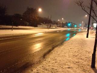 Icy, slippery roads in Green Bay early on January 28, 2013 (courtesy of FOX 11). Icy, slippery roads in Green Bay early on January 28, 2013 (courtesy of FOX 11).