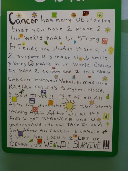 As seen on the Alphabet Wall, a collection of thoughts and poems from patients and families... one for each letter of the alphabet.