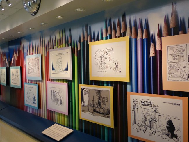 Danny Thomas' wall of cartoon tributes