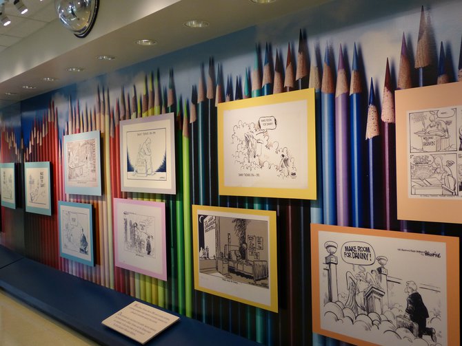 Danny Thomas' wall of cartoon tributes