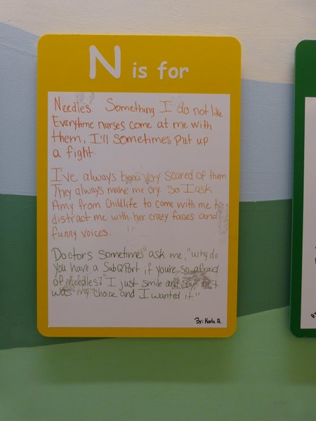 As seen on the Alphabet Wall, a collection of thoughts and poems from patients and families... one for each letter of the alphabet.