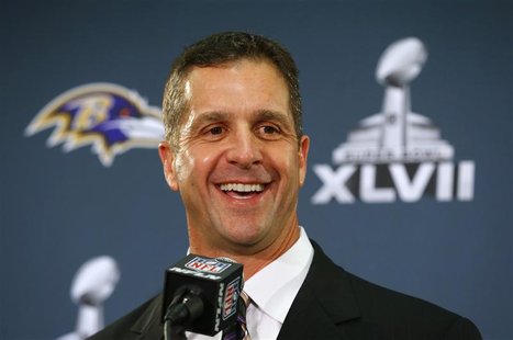 Baltimore Ravens head coach John Harbaugh speaks during a news conference after the team's arrival for the NFL's Super Bowl XLVII in New Orl Baltimore Ravens head coach John Harbaugh speaks during a news conference after the team's arrival for the NFL's Super Bowl XLVII in New Orl