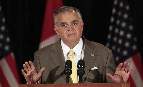 U.S. Secretary of Transportation Ray LaHood talks about an agreement to build a new public bridge between Detroit, Michigan and Windsor, Can U.S. Secretary of Transportation Ray LaHood talks about an agreement to build a new public bridge between Detroit, Michigan and Windsor, Can
