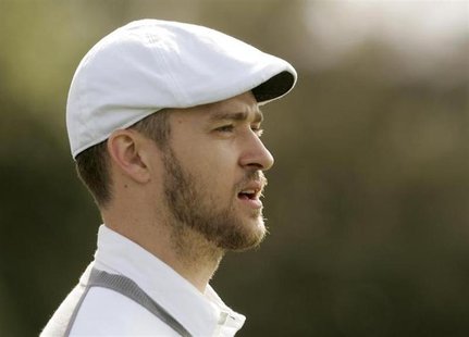 Entertainer Justin Timberlake walks the third fairway during the celebrity challenge of the Pebble Beach National Pro-Am in Pebble Beach, Ca Entertainer Justin Timberlake walks the third fairway during the celebrity challenge of the Pebble Beach National Pro-Am in Pebble Beach, Ca
