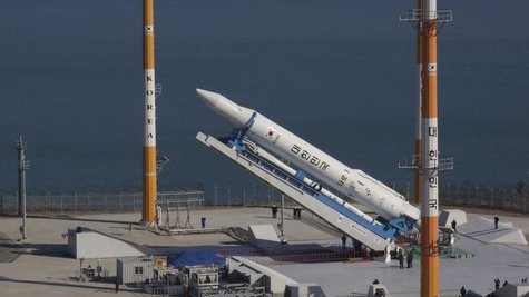 The Korea Space Launch Vehicle-1 (KSLV-1) or Naro, South Korea's space rocket, is seen on the launch pad at Naro Space Centre in Goheung, ab The Korea Space Launch Vehicle-1 (KSLV-1) or Naro, South Korea's space rocket, is seen on the launch pad at Naro Space Centre in Goheung, ab