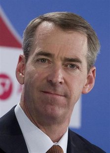American Airlines CEO Tom Horton attends a ceremony marking German carrier Airberlin's accession to the Oneworld network of airlines, at the American Airlines CEO Tom Horton attends a ceremony marking German carrier Airberlin's accession to the Oneworld network of airlines, at the