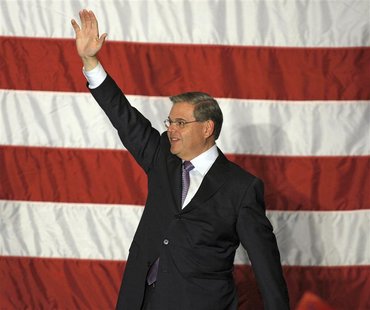 U.S. Senator Bob Menendez (D-NJ) celebrates at his campaign headquarters after he won re-election in the mid-term elections, in East Brunswi U.S. Senator Bob Menendez (D-NJ) celebrates at his campaign headquarters after he won re-election in the mid-term elections, in East Brunswi