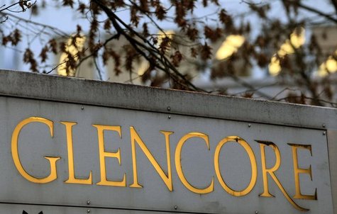 The logo of commodities trader Glencore is pictured in front of the company's headquarters in the Swiss town of Baar November 20, 2012. REUT The logo of commodities trader Glencore is pictured in front of the company's headquarters in the Swiss town of Baar November 20, 2012. REUT