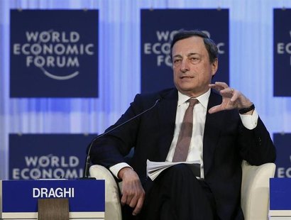 European Central Bank (ECB) President Mario Draghi attends the annual meeting of the World Economic Forum (WEF) in Davos January 25, 2013. R European Central Bank (ECB) President Mario Draghi attends the annual meeting of the World Economic Forum (WEF) in Davos January 25, 2013. R