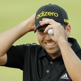 Spain's Sergio Garcia reacts during the final round of the Commercial Bank Qatar Masters at the Doha Golf Club January 26, 2013. REUTERS/Moh