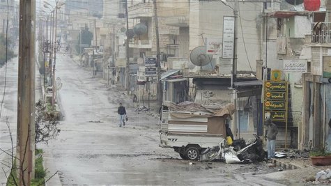A truck damaged after what activists said was shelling by forces loyal to Syria's President Bashar al-Assad, is seen in Binsh near Idlib Jan A truck damaged after what activists said was shelling by forces loyal to Syria's President Bashar al-Assad, is seen in Binsh near Idlib Jan