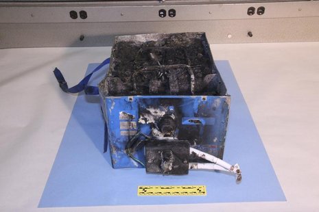 The burnt auxiliary power unit battery removed from a Japan Airlines Boeing 787 Dreamliner jet is seen in this picture provided by the U.S. The burnt auxiliary power unit battery removed from a Japan Airlines Boeing 787 Dreamliner jet is seen in this picture provided by the U.S.