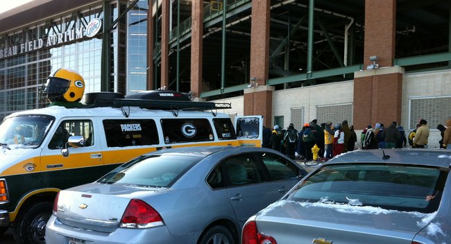 Standing in line in sub-zero temperatures outside the Lambeau Field Ticket Office on 2/1/13 for Donald Driver retirement ceremony tickets.  1,000 where available and not all in line got tickets.