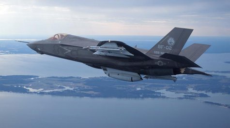 The U.S. Marine Corps version of Lockheed Martin's F35 Joint Strike Fighter, F-35B test aircraft BF-2 flies with external weapons for the fi The U.S. Marine Corps version of Lockheed Martin's F35 Joint Strike Fighter, F-35B test aircraft BF-2 flies with external weapons for the fi