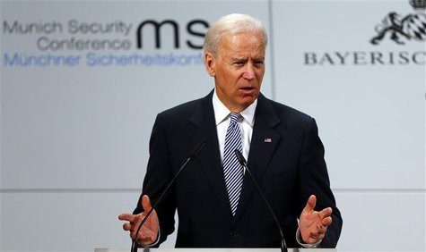 U.S. Vice-President Joe Biden gives a speech at the 49th Conference on Security Policy in Munich February 2, 2013.REUTERS/Michael Dalder U.S. Vice-President Joe Biden gives a speech at the 49th Conference on Security Policy in Munich February 2, 2013.REUTERS/Michael Dalder