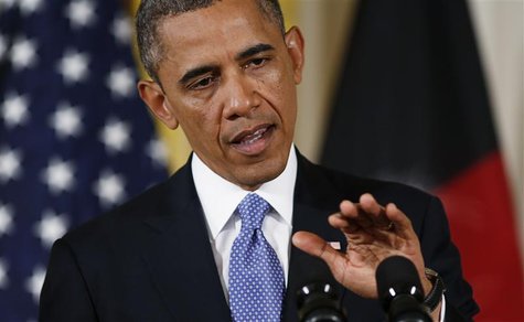 U.S.President Barack Obama addresses a joint news conference with Afghan President Hamid Karzai in the East Room of the White House in Washi U.S.President Barack Obama addresses a joint news conference with Afghan President Hamid Karzai in the East Room of the White House in Washi