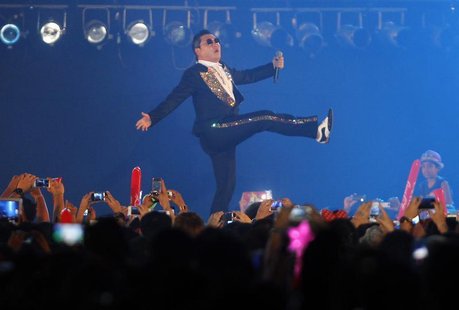 South Korean rapper Psy performs during a concert in Bangkok November 28, 2012. REUTERS/Chaiwat Subprasom South Korean rapper Psy performs during a concert in Bangkok November 28, 2012. REUTERS/Chaiwat Subprasom
