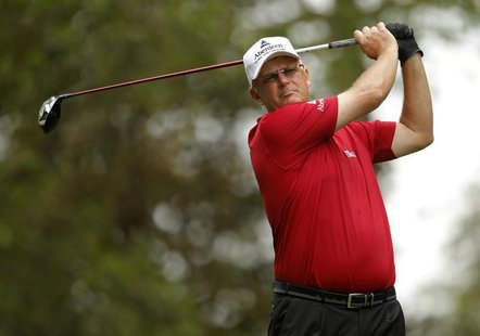 Sandy Lyle of Scotland hits from the second tee during first round play in the 2010 Masters golf tournament at the Augusta National Golf Clu Sandy Lyle of Scotland hits from the second tee during first round play in the 2010 Masters golf tournament at the Augusta National Golf Clu