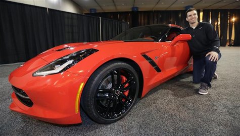 Baltimore Ravens Quarterback Joe Flacco is presented with a 2014 Chevrolet Corvette Stingray for being named Super Bowl XLVII MVP in New Orl Baltimore Ravens Quarterback Joe Flacco is presented with a 2014 Chevrolet Corvette Stingray for being named Super Bowl XLVII MVP in New Orl