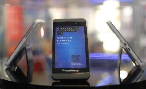 A new Blackberry Z10 is displayed at a branch of UK retailer Phones 4U in central London, January 31, 2013. Blackberry's new Z10 model went A new Blackberry Z10 is displayed at a branch of UK retailer Phones 4U in central London, January 31, 2013. Blackberry's new Z10 model went